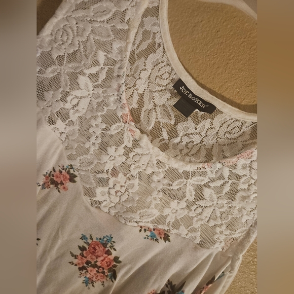 Joe Boxer Floral Off the Shoulder Ruffled White Lace Top XL - Picture 3 of 9